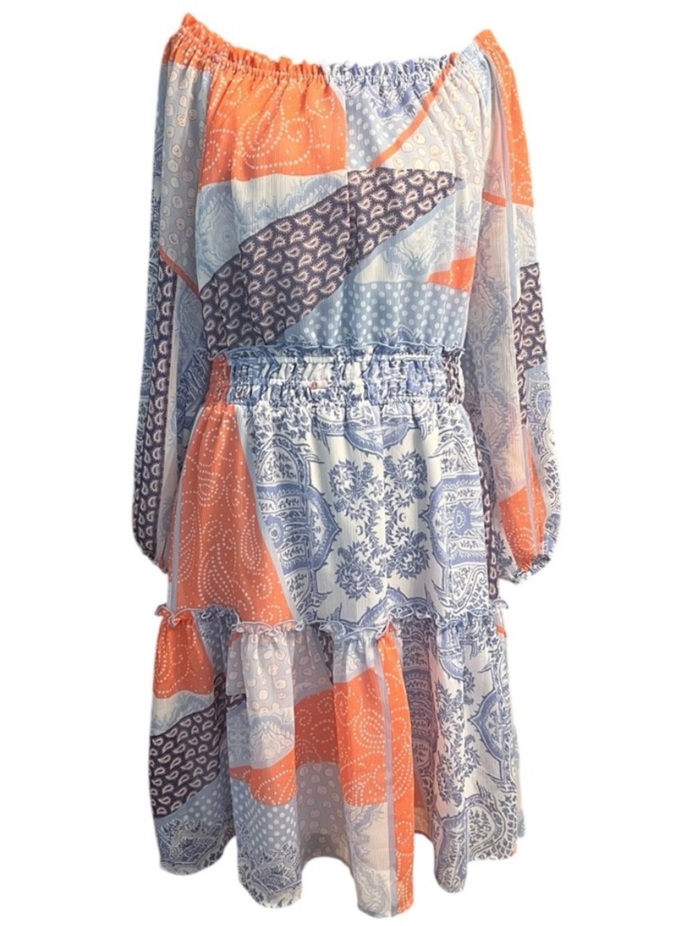 Tommy Hilfiger Blue Orange Patchwork Mini Dress Size 12